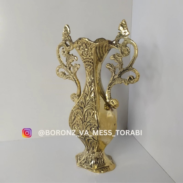 گلدان متوسط دسته دار برنزی