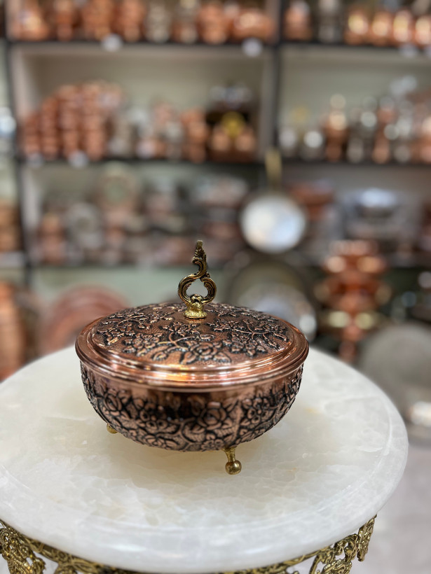 گز خوری مسی طرح گلبرگ بدون دسته