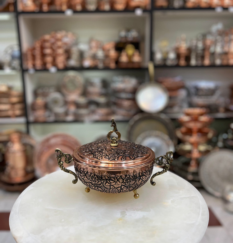 گز خوری مسی طرح گلبرگ دسته دار