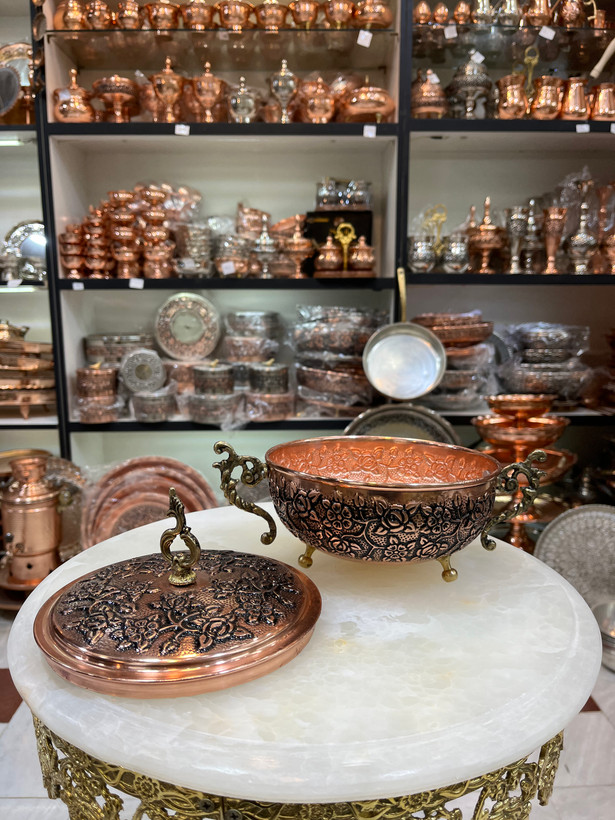 گز خوری مسی طرح گلبرگ دسته دار