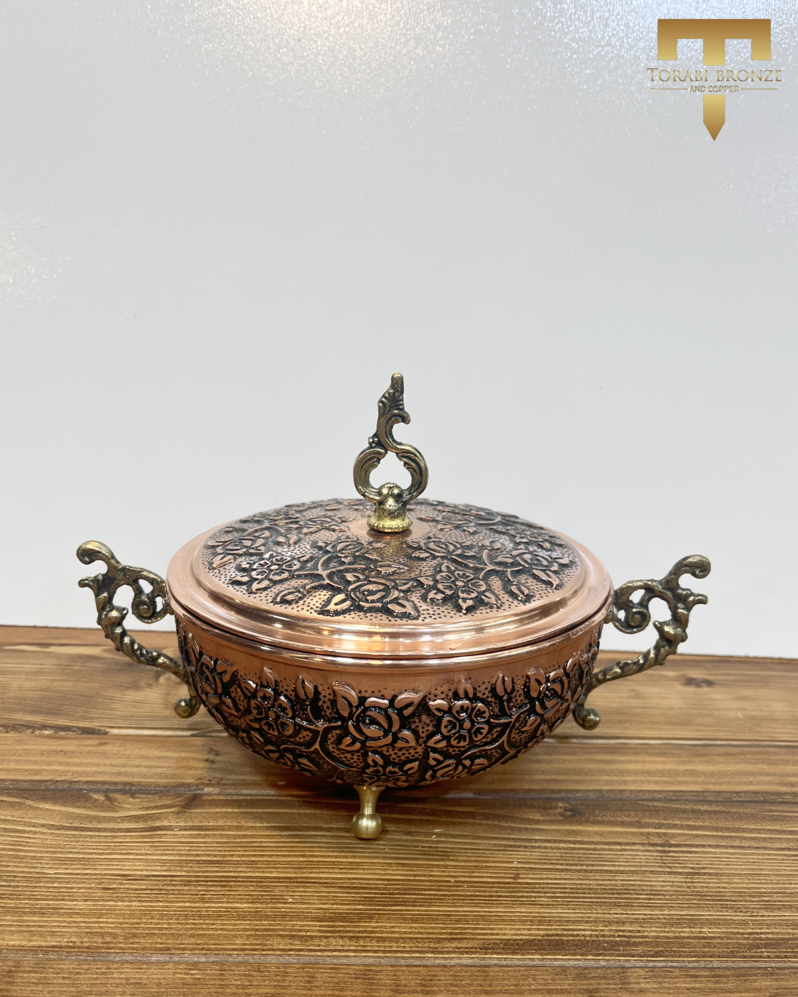 گز خوری مسی طرح گلبرگ دسته دار